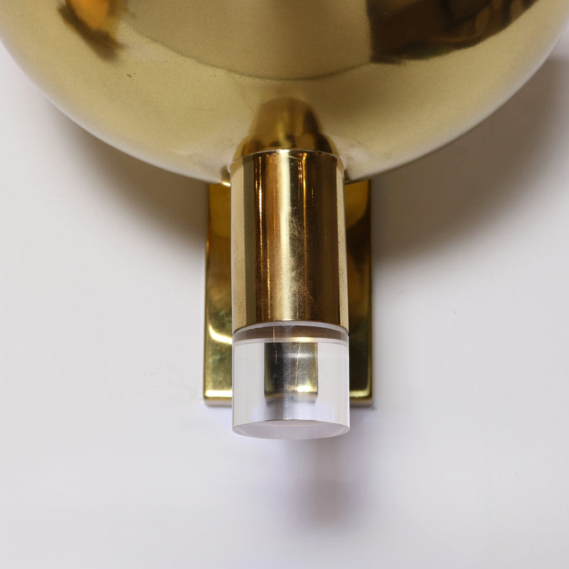 Pair of Large Scale Brass and Lucite Sconces.