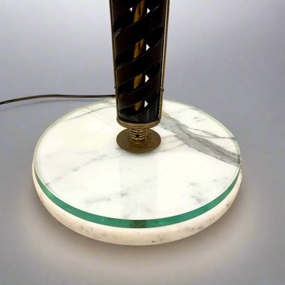 Elegant Spiral Ellipse Floor Lamp of Wood and Brass. Italy c1940's