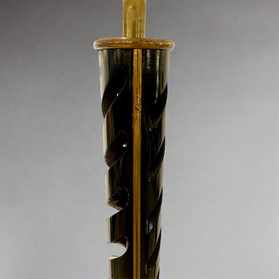 Elegant Spiral Ellipse Floor Lamp of Wood and Brass. Italy c1940's