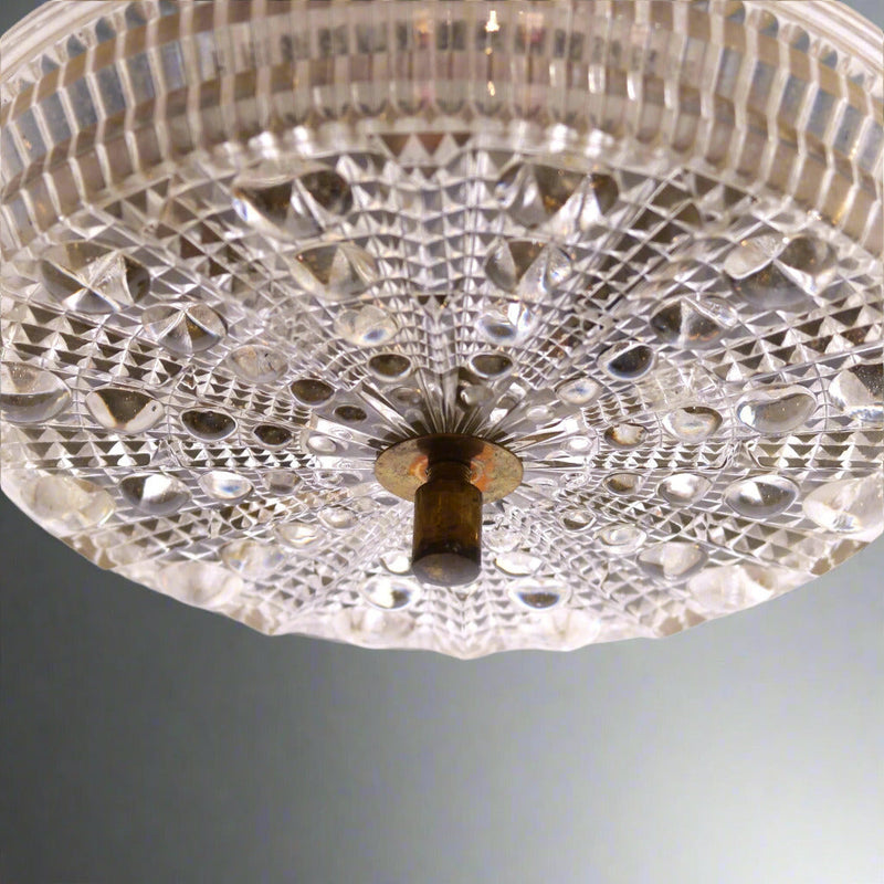 Small Pendant Light of Cast Glass and Brass, attributed to Carl Fargerlund for Orrefors, 1960&