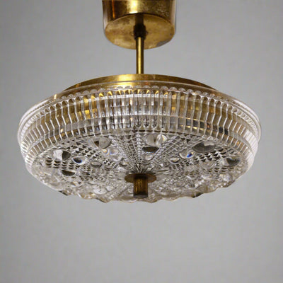 Small Pendant Light of Cast Glass and Brass, attributed to Carl Fargerlund for Orrefors, 1960's, Sweden