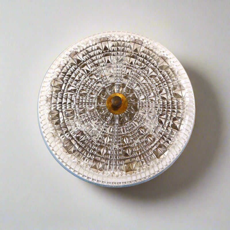 Small Pendant Light of Cast Glass and Brass, attributed to Carl Fargerlund for Orrefors, 1960&