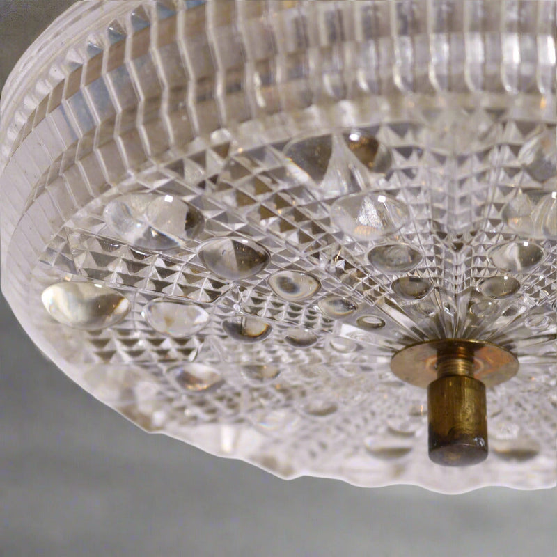 Small Pendant Light of Cast Glass and Brass, attributed to Carl Fargerlund for Orrefors, 1960&