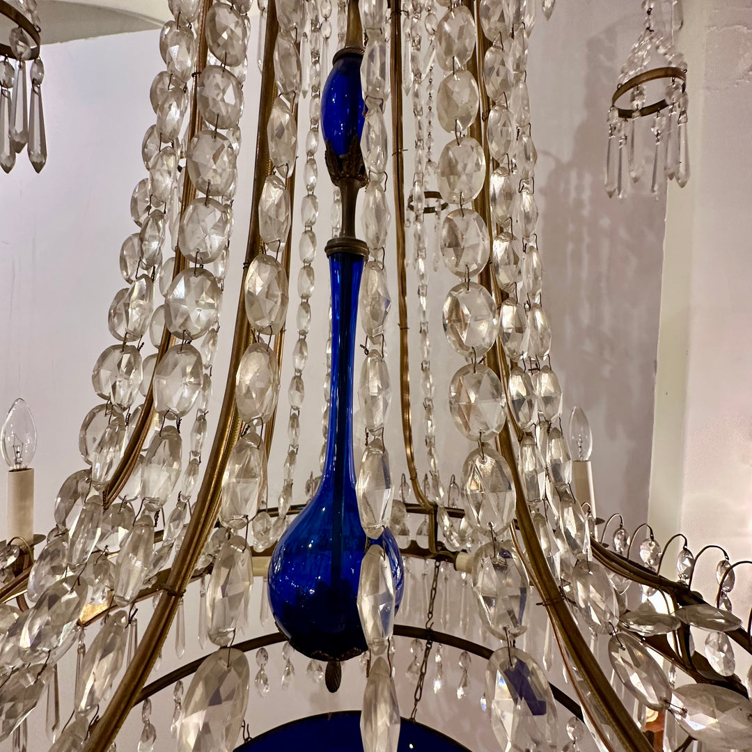 Scandinavian Neoclassical Six Light Crystal Chandelier circa 1800