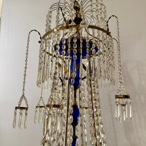 Scandinavian Neoclassical Six Light Crystal Chandelier circa 1800