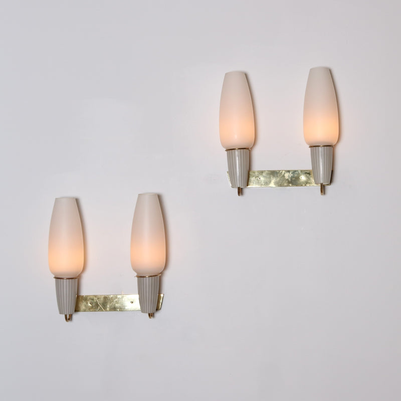 A pair of Italian Modernist wall scones.