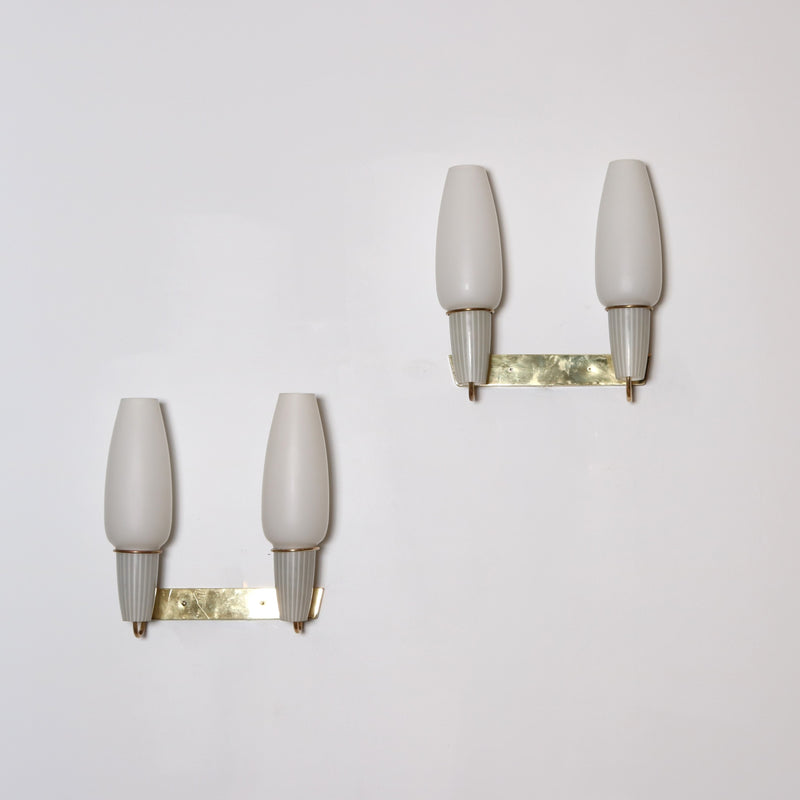 A pair of Italian Modernist wall scones.