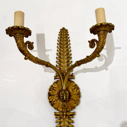 De Coene Frères Bronze Two-Light Wall Sconce Belgium circa 1930