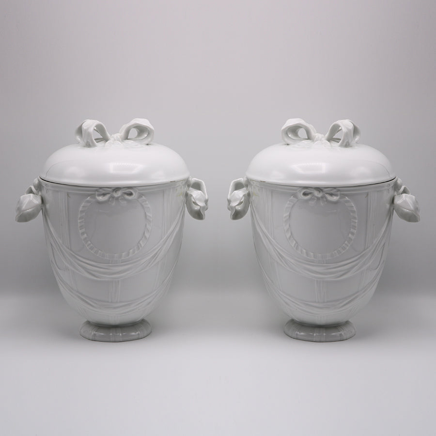 Pair KPM Porcelain Vases "Ribbon" Germany circa 1960