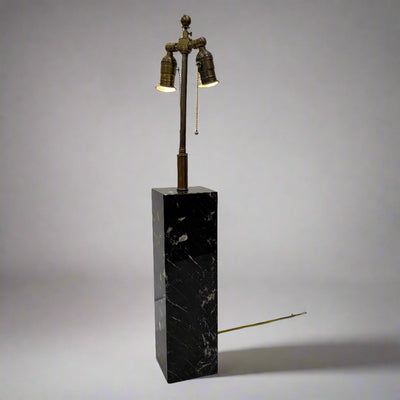 Von Nessen Modernist Marble Column Table Lamp USA 1950