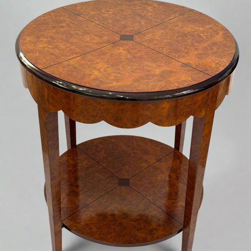 Art Deco Period Two Tier Amboyna Inlaid with Ebony Table, France circa 1930.