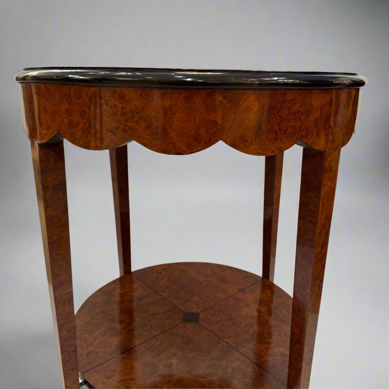 Art Deco Period Two Tier Amboyna Inlaid with Ebony Table, France circa 1930.