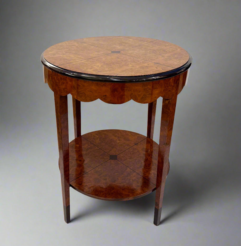 Art Deco Period Two Tier Amboyna Inlaid with Ebony Table, France circa 1930.