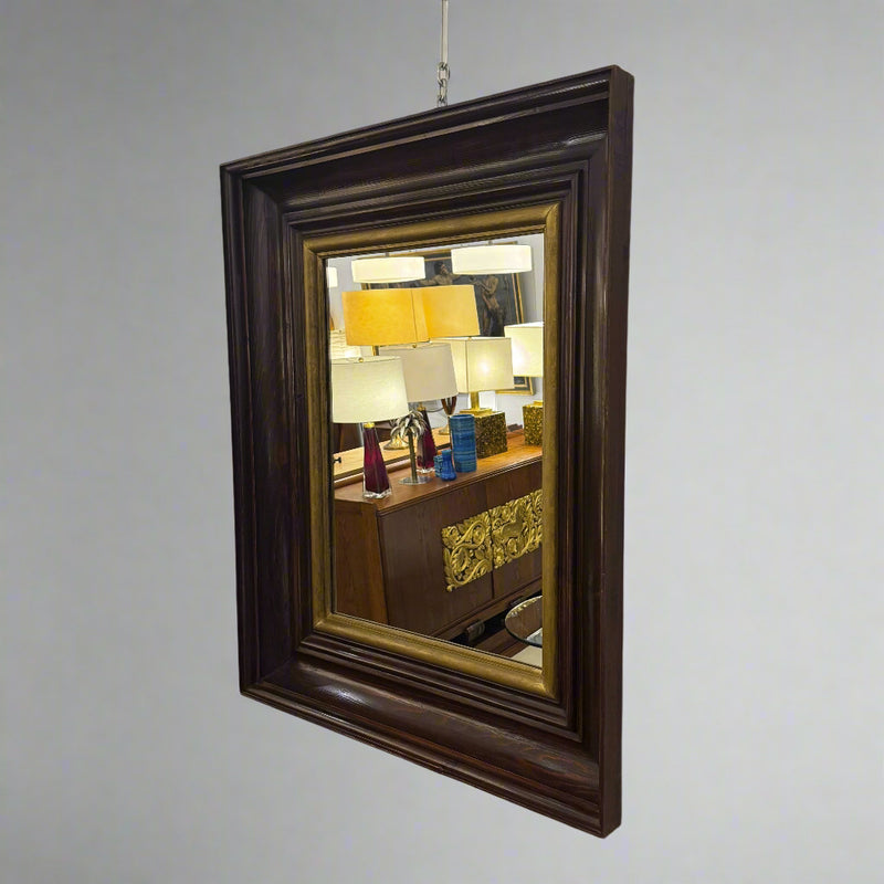 Large Modernist Oak Gilt Mirror France circa 1940