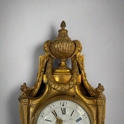 Cronier Paris Louis XVI Period Gilt Bronze Wall Clock France circa 1790