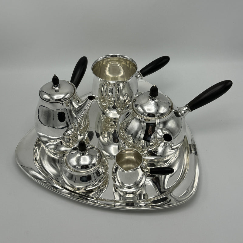 Georg Jensen Six Piece Sterling Silver Tea and Coffee Service Denmark 1915