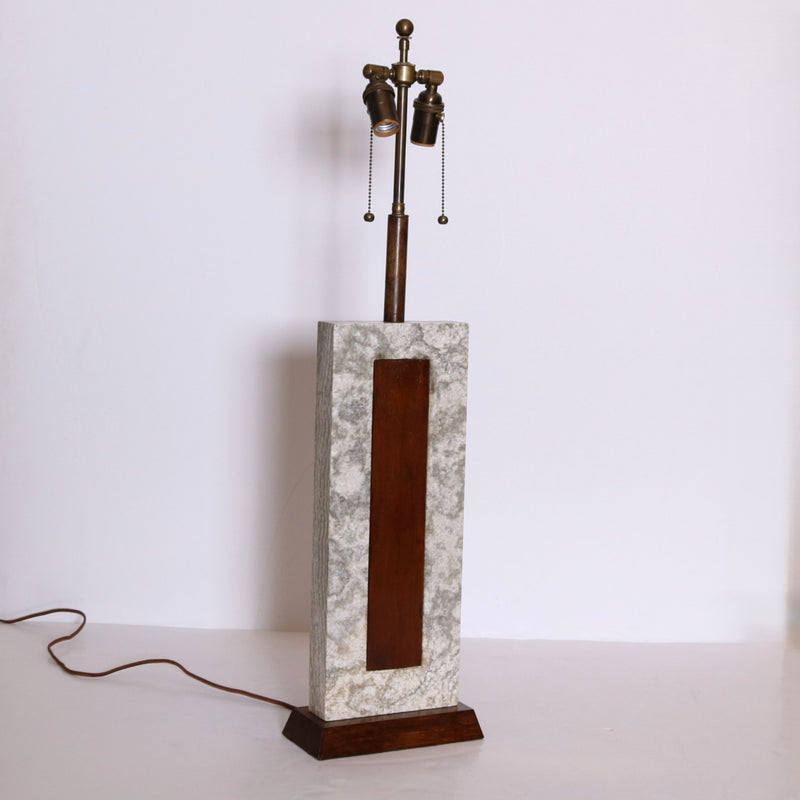 Modern Italian Walnut Marble Lamp Italy circa 1950