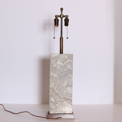 Modern Italian Walnut Marble Lamp Italy circa 1950