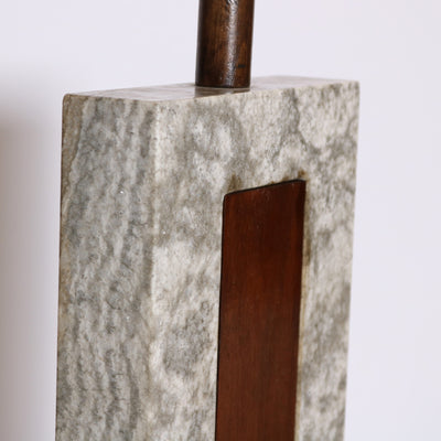 Modern Italian Walnut Marble Lamp Italy circa 1950