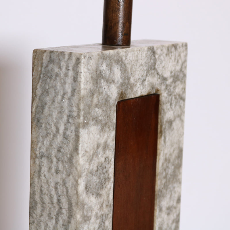 Modern Italian Walnut Marble Lamp Italy circa 1950