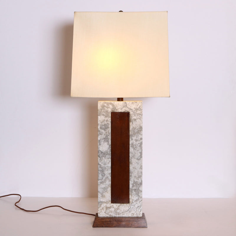 Modern Italian Walnut Marble Lamp Italy circa 1950