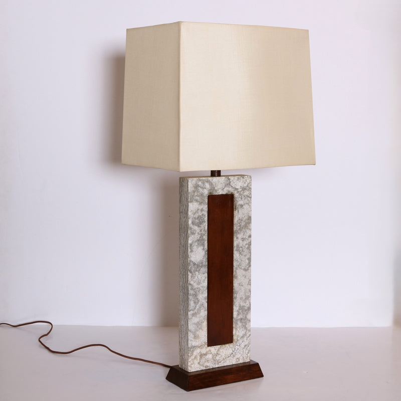 Modern Italian Walnut Marble Lamp Italy circa 1950