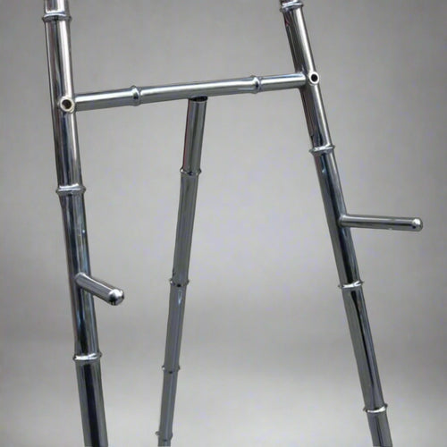 Modernist Faux Nickel Brass Bamboo Display Easel Italy circa 1960