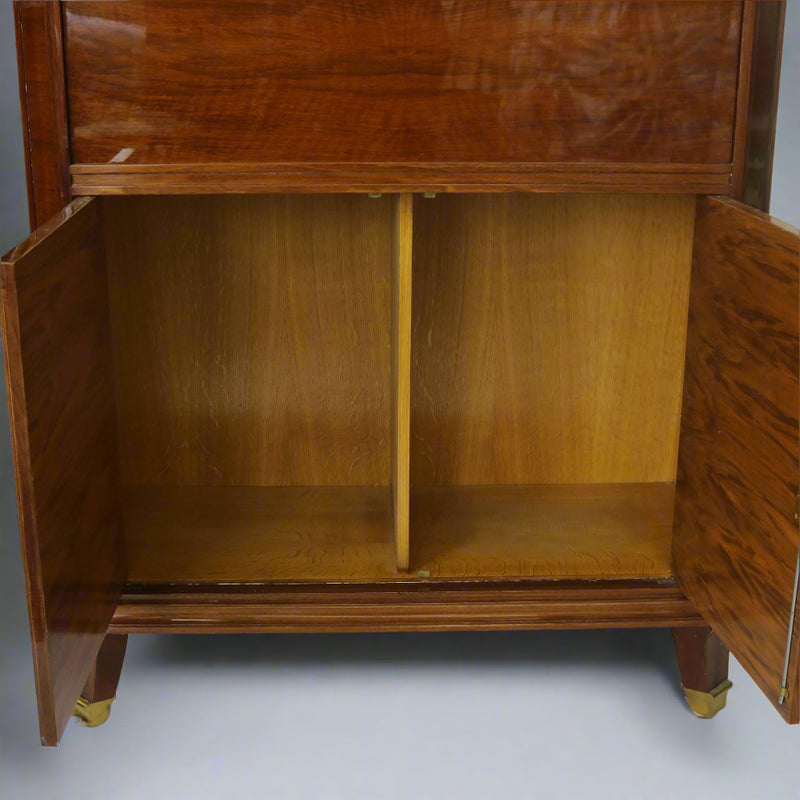 De Coene Freres Art Deco Period Walnut Bar Cabinet, Belgium circa 1930