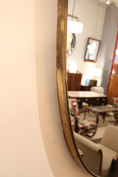 Large Mid Century Brass Mirror