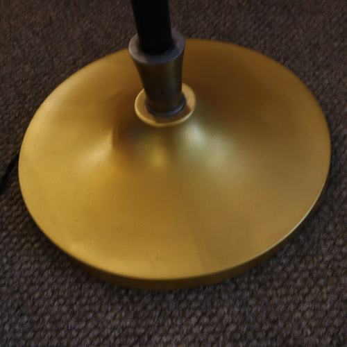 French Art Deco Black & Gold Floor Lamp Torchiere , 1930's