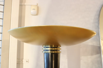 French Art Deco Black & Gold Floor Lamp Torchiere , 1930's