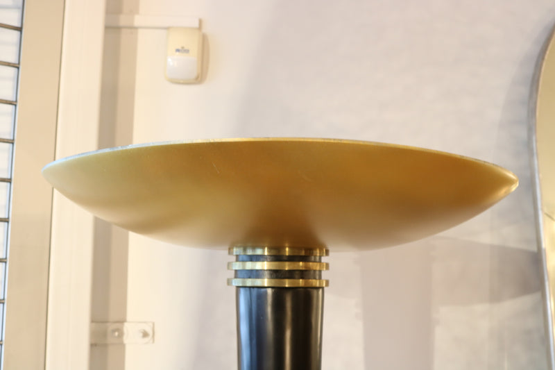 French Art Deco Black & Gold Floor Lamp Torchiere , 1930&