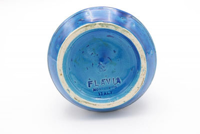 Rimini blue glazed ceramic vase manufactured by Bitossi