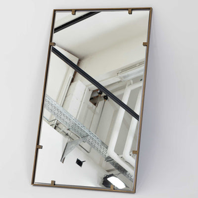 Italian Modernist Brass Mirror , 1960's