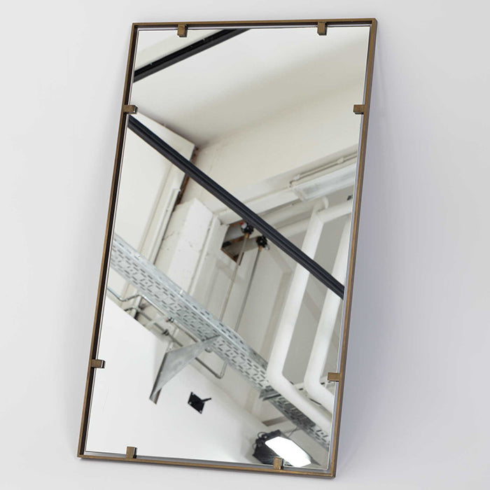 Italian Modernist Brass Mirror , 1960&