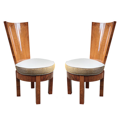 Pair Tall Back Cubist Side Chairs