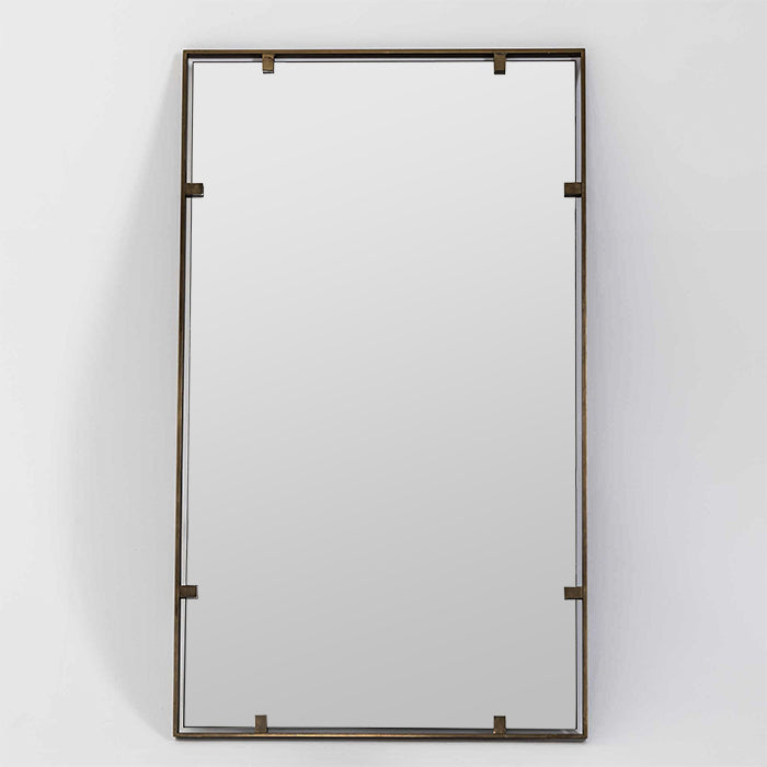 Italian Modernist Brass Mirror , 1960&