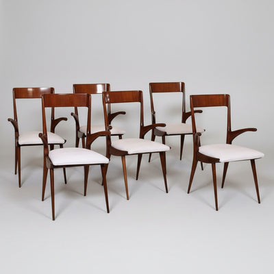 Set of Eight Dining Armchairs, Italy 1950's