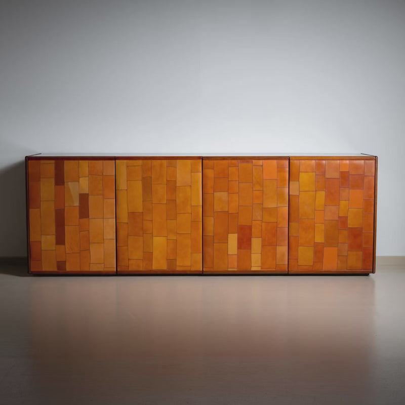 Sideboard with leather doors by Afra and Tobia Scarpa, Italy 1970s