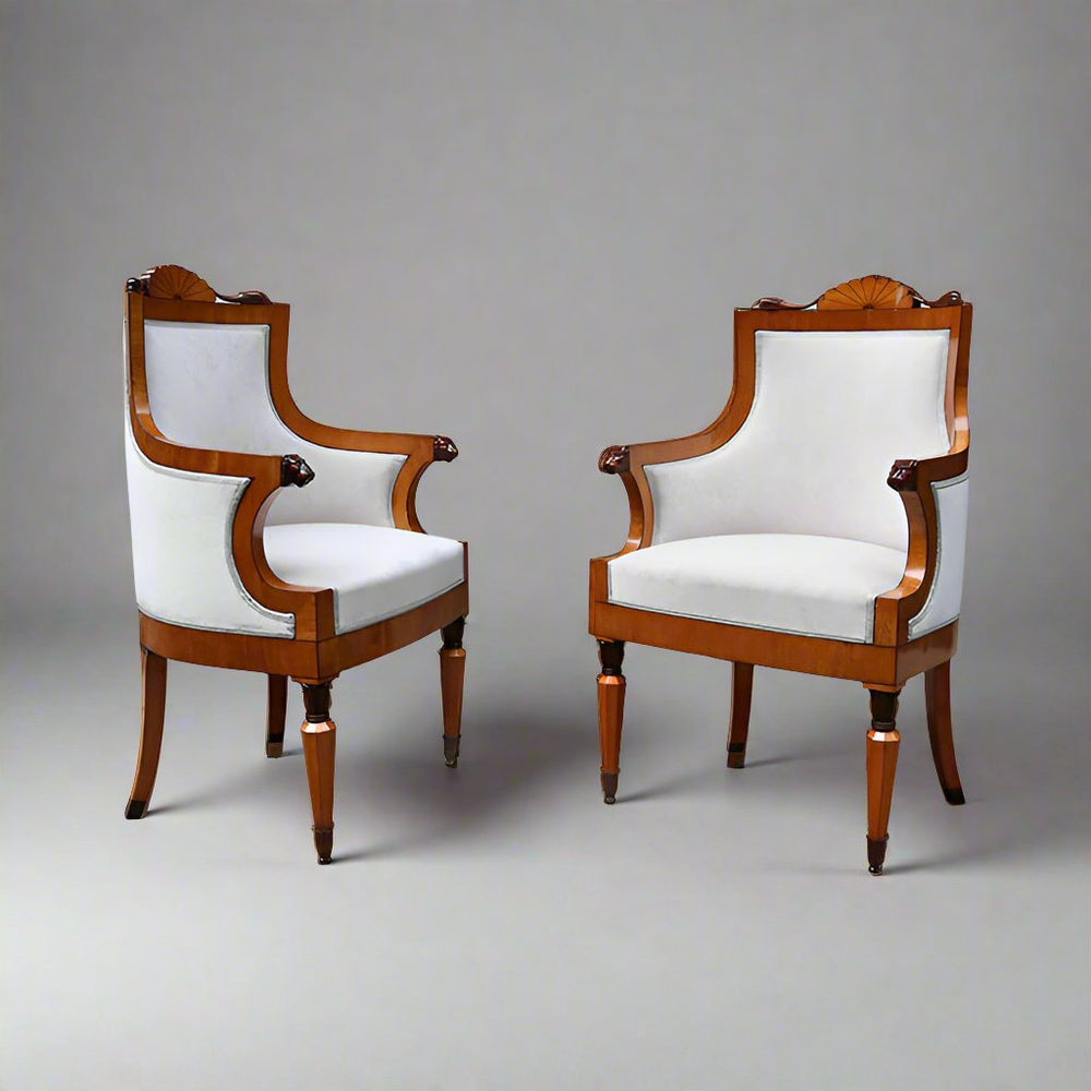 Fine Pair of Biedermeier Armchairs, Italy, 1827