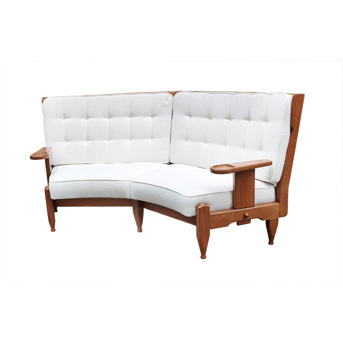 Modernist Oak Sofa by Guillerme et Chambron