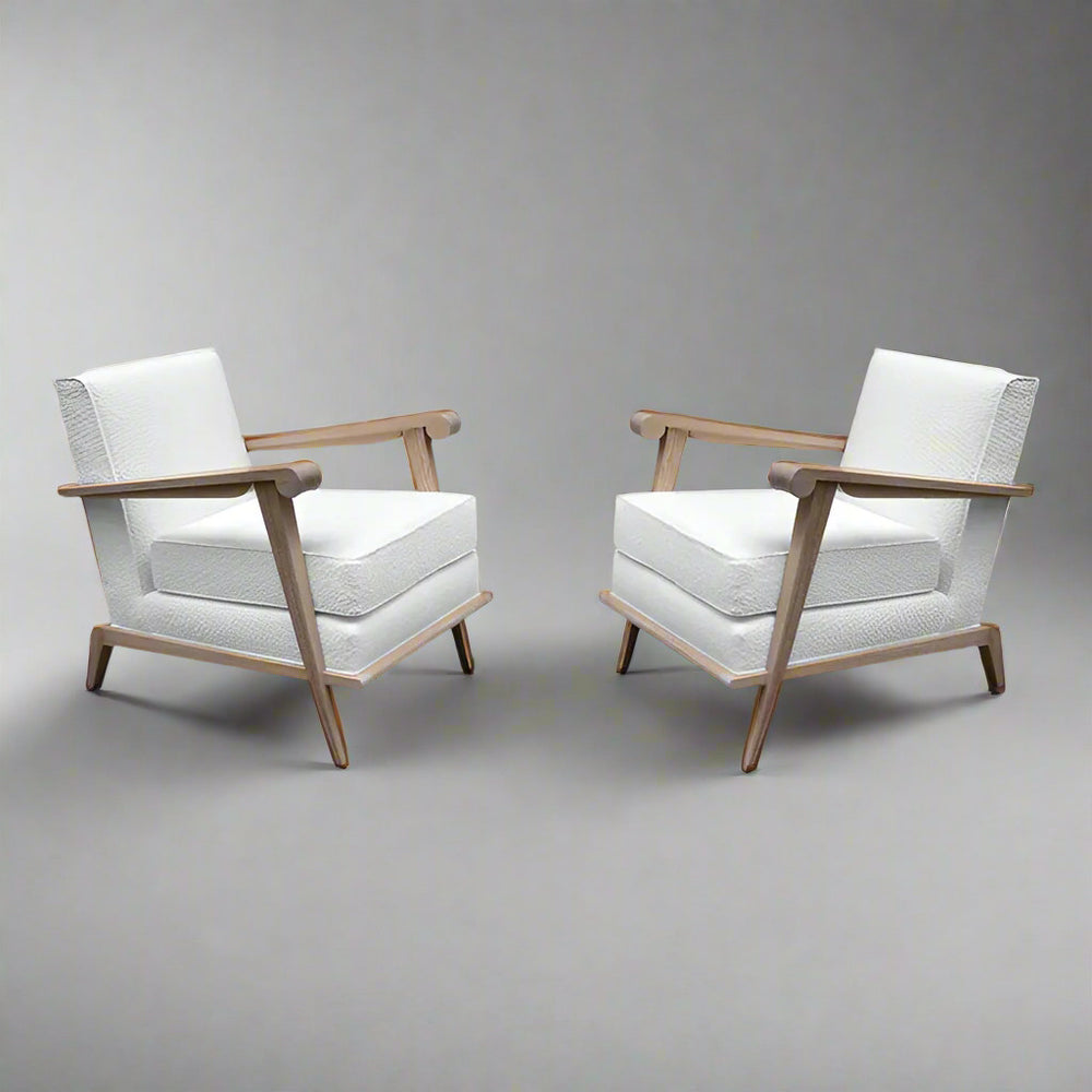 Pair of Contemporary Cerused Oak Armchairs