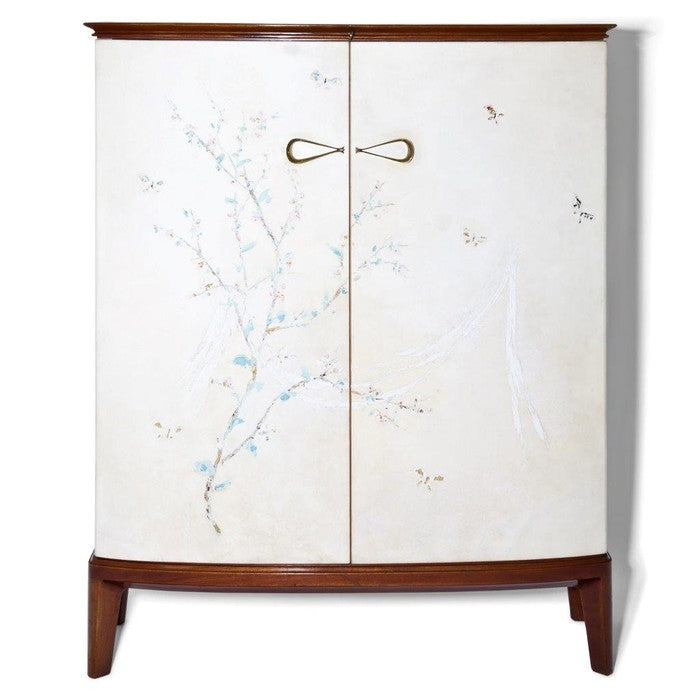 Osvaldo Borsani Bar Cabinet with an Art work by Lucio Fontana and Adriano Spilimbergo