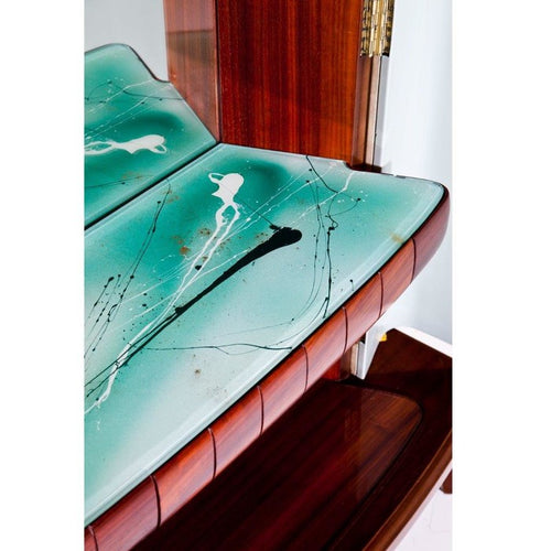 Osvaldo Borsani Bar Cabinet with an Art work by Lucio Fontana and Adriano Spilimbergo
