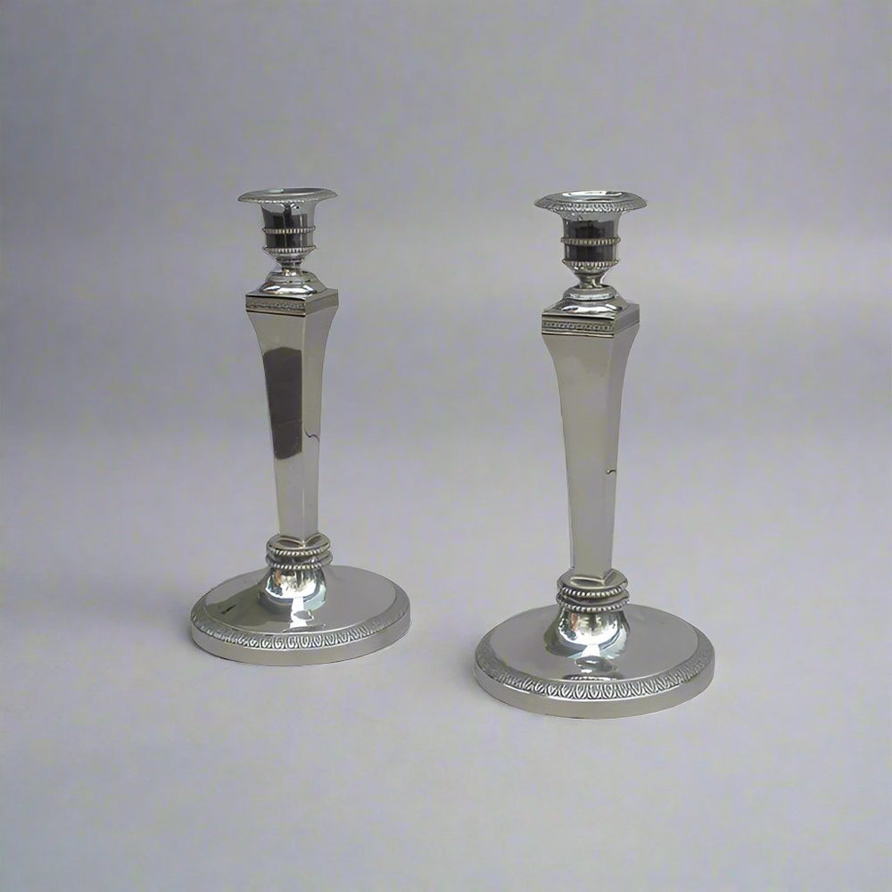 Pair of Empire Period Silver Candlesticks England circa 1820
