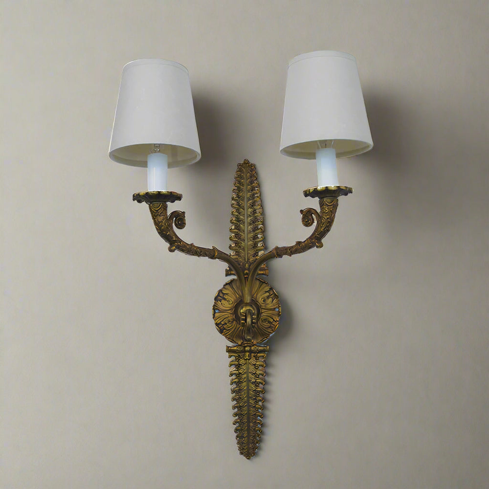 De Coene Frères Bronze Two-Light Wall Sconce Belgium circa 1930