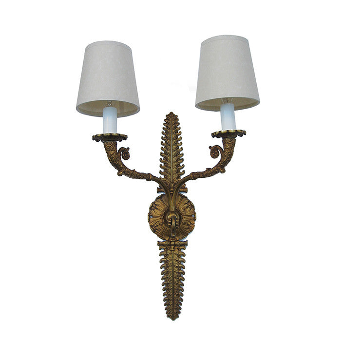 Neoclassical Inspired Bronze Two-Light Wall Applique