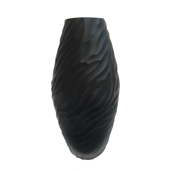 Ferro Italian Murano Art Glass Black Vase Italy 1990