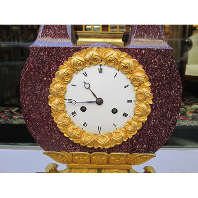 Important Charles X Imperial Porphyry Lyre Clock