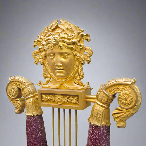 Important Charles X Imperial Porphyry Lyre Clock